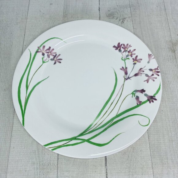 Martha Stewart MTW5 Purple Pacific Wildflowers France Glass Dinner Plates Set 4 - Picture 2 of 16
